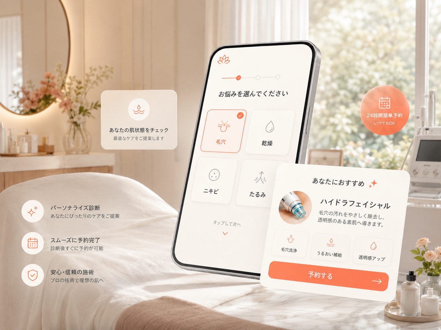 美容サロン向けインタラクティブLPのスマホ画面イメージ